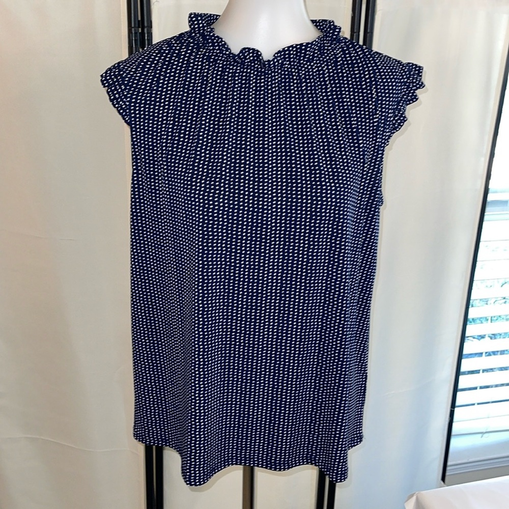 Adriana Papell Knit Polka Dot Top Size Large EUC